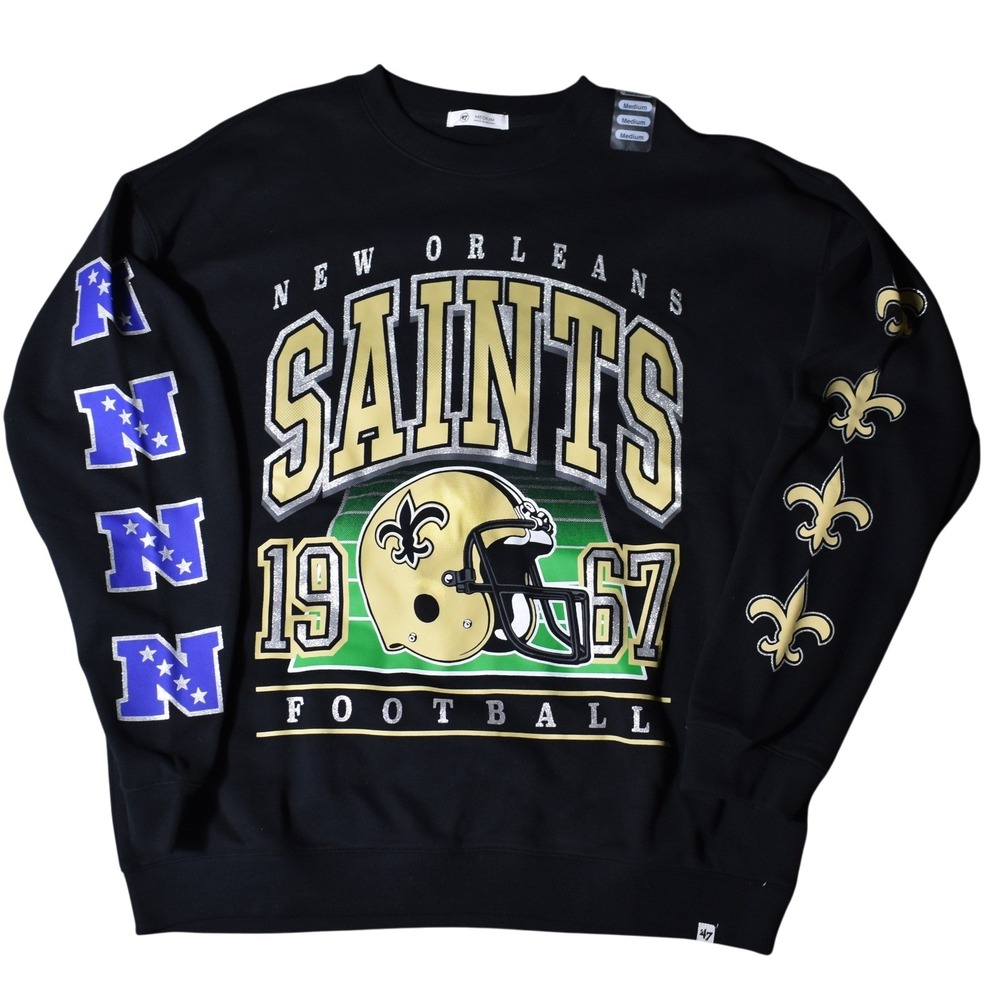 47 Brand New Orleans Saints NFL 1967 Sweatshirt Womens Size Medium M Black NWT